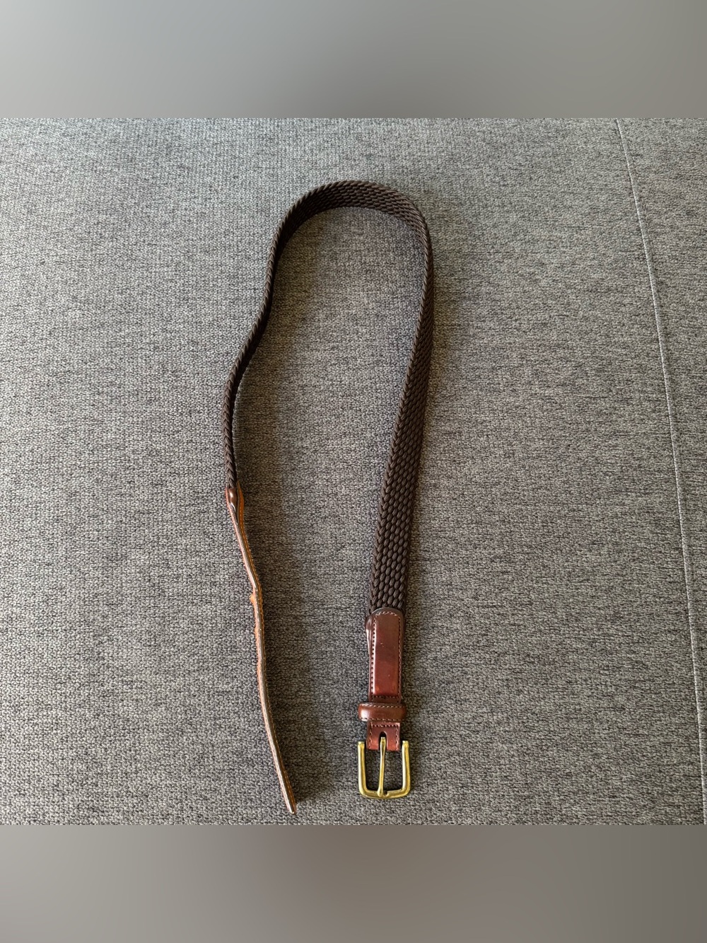 VTG Orvis Braided Brown Belt Leather Trim Brass Buckle Classic Business USA 36 - Picture 2 of 9